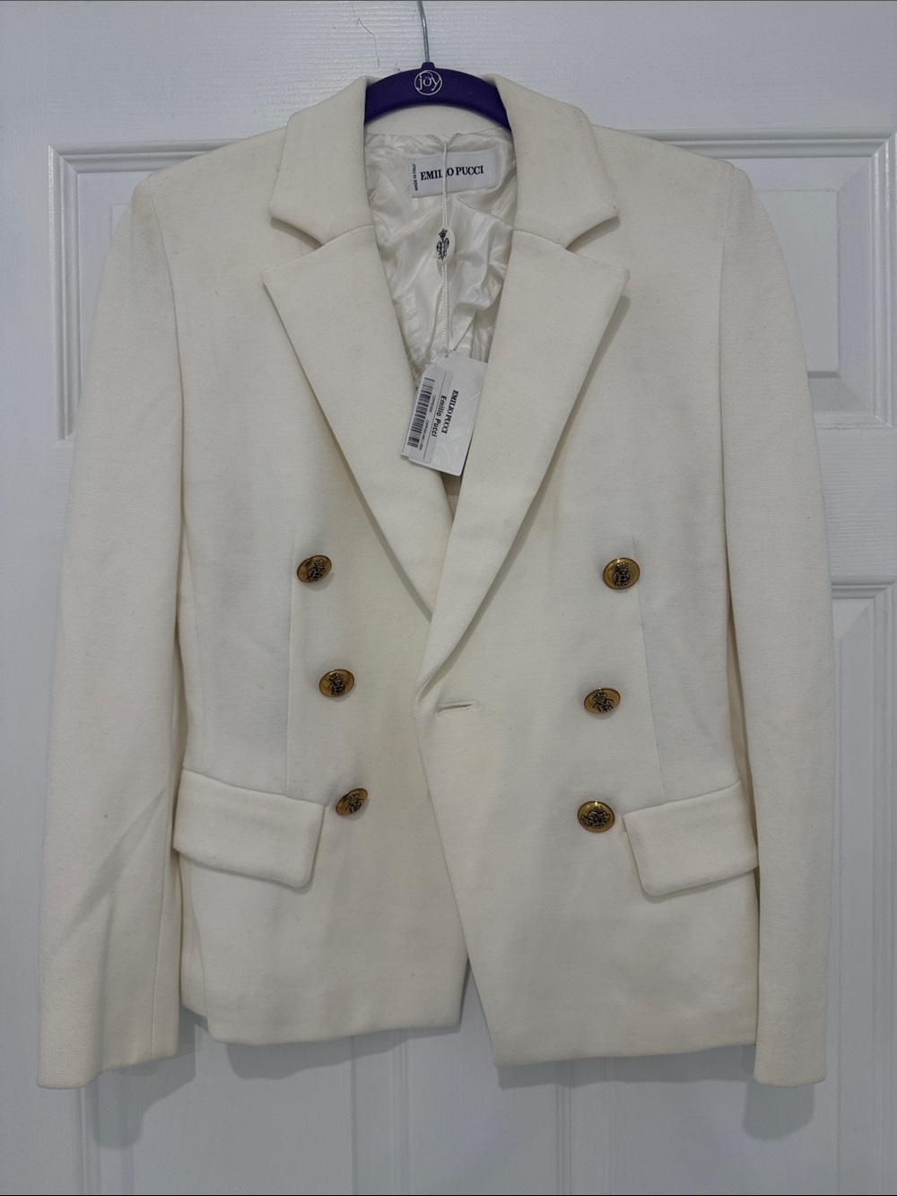 Emilio Pucci Ivory Double-Breasted Blazer with Gold Buttons NEW VINTAGE Size40EU